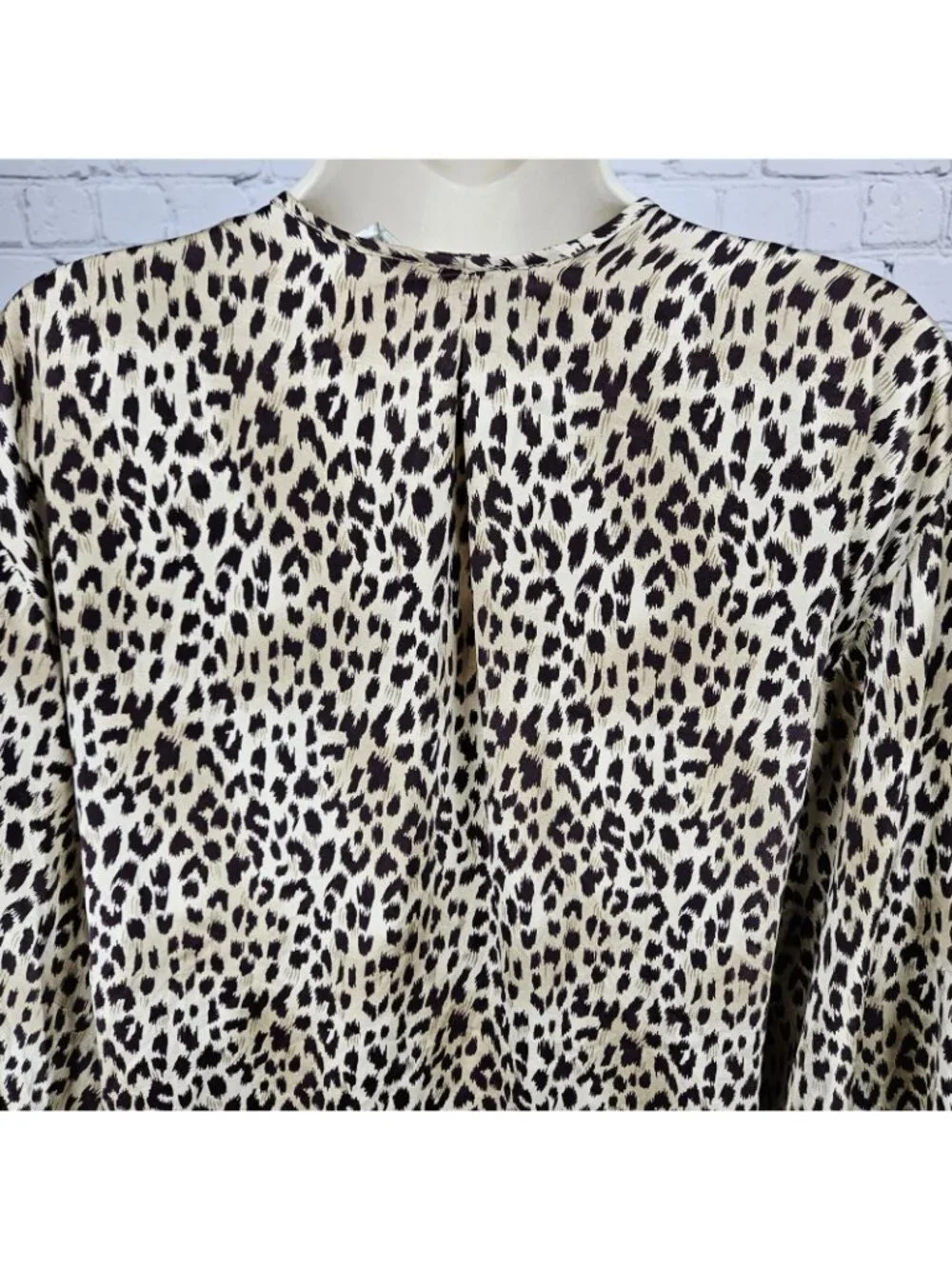 Marilyn Monroe Warners Brown Silk Leopard Lace 3/4 Sleeve Pockets Short Robe P/S